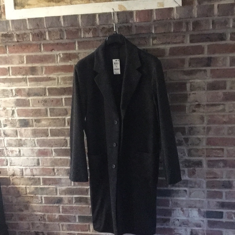International Concepts Men’s Black with white specks, long , xl NWT trench coat